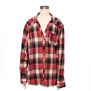 👠 Maurices Plaid Button Up Top, Size 3XL